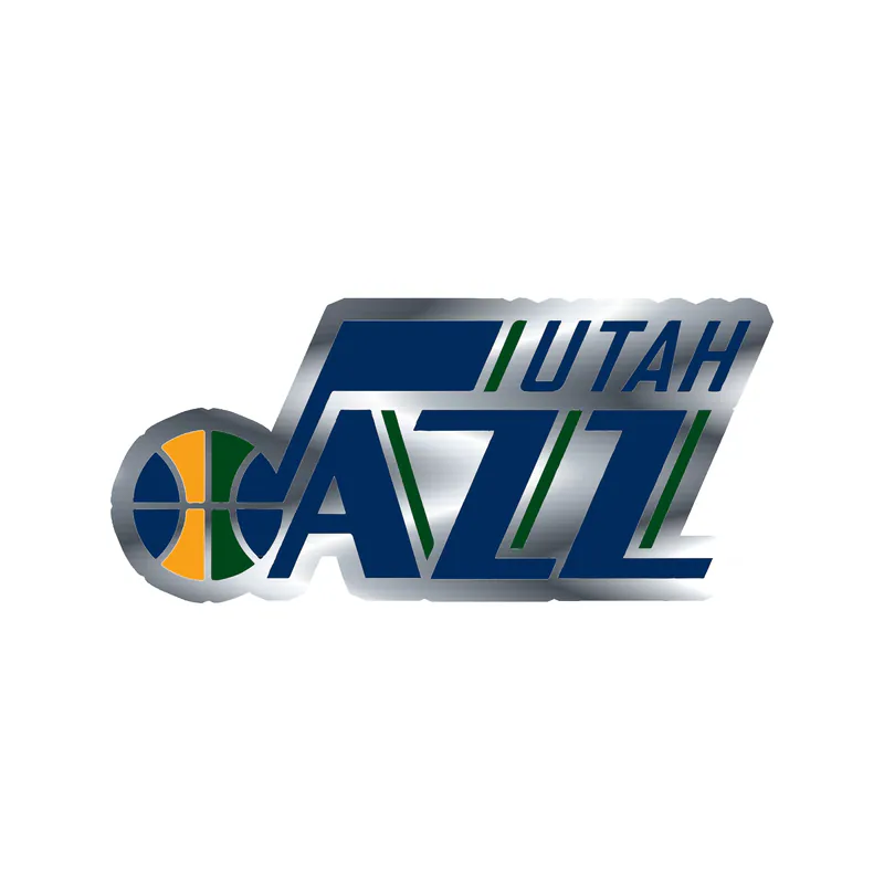 Utah Jazz - Name With Logo - Silver Chrome Vinyl Sticker - Custom Size