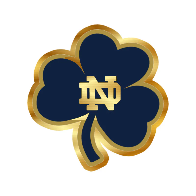 Notre Dame -Clover- Gold Chrome Vinyl Sticker - Custom Size