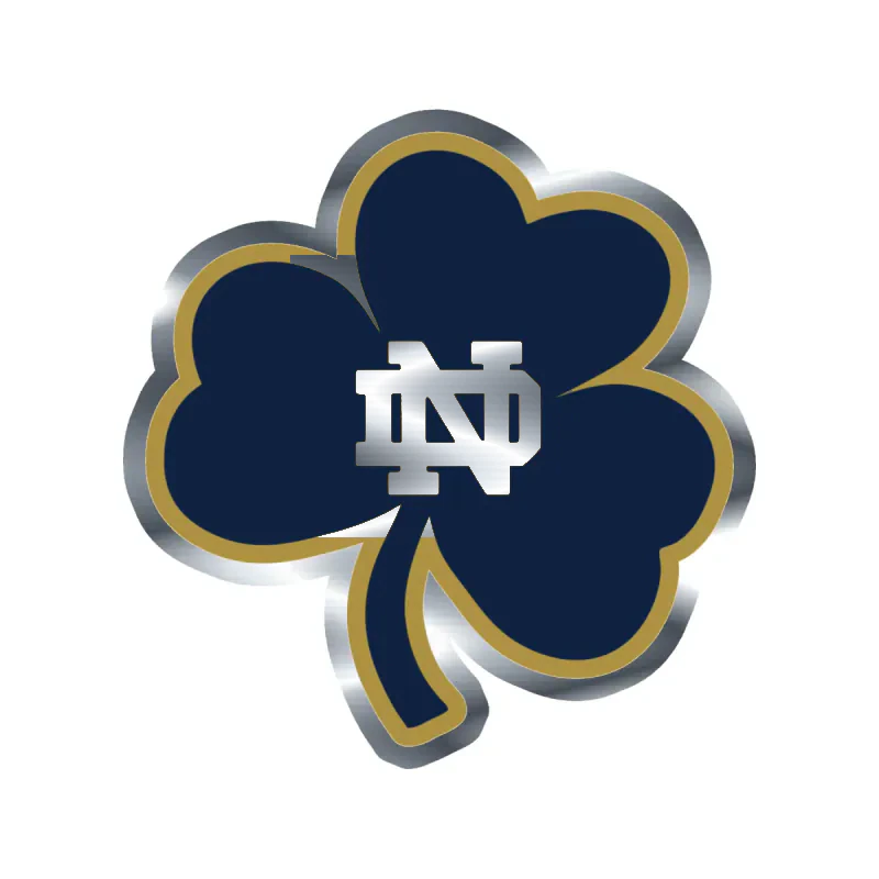 Notre Dame -Clover- Silver Chrome Vinyl Sticker - Custom Size