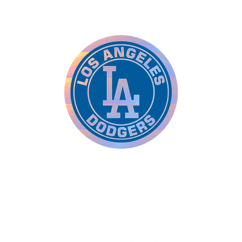 Los Angeles Dodgers - Blue Circle With White Words - Holographic Vinyl Sticker - Custom Size