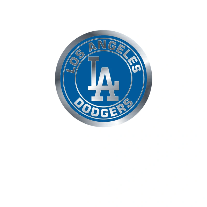 Los Angeles Dodgers - Blue Circle With White Words - Silver Chrome Vinyl Sticker - Custom Size