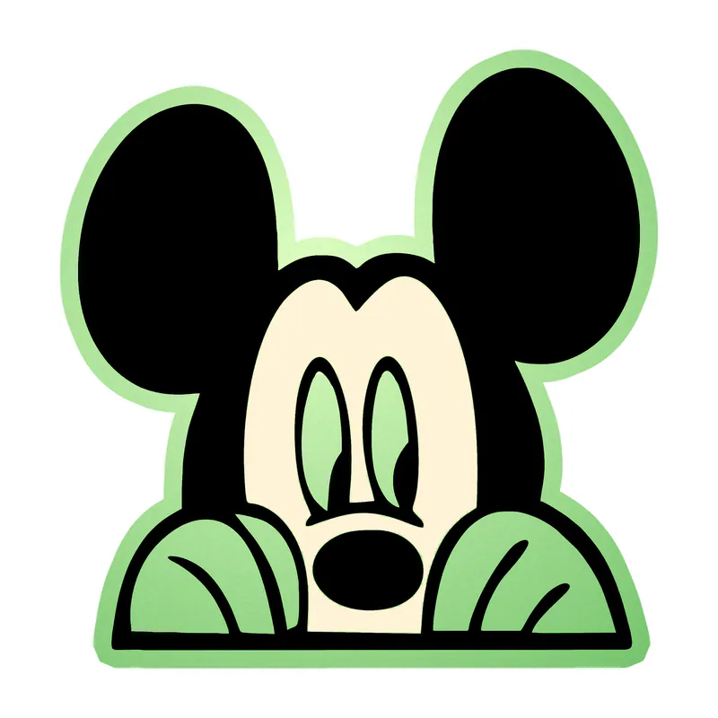 Mickey Peeking Glow in the Dark Vinyl Sticker - Custom Size