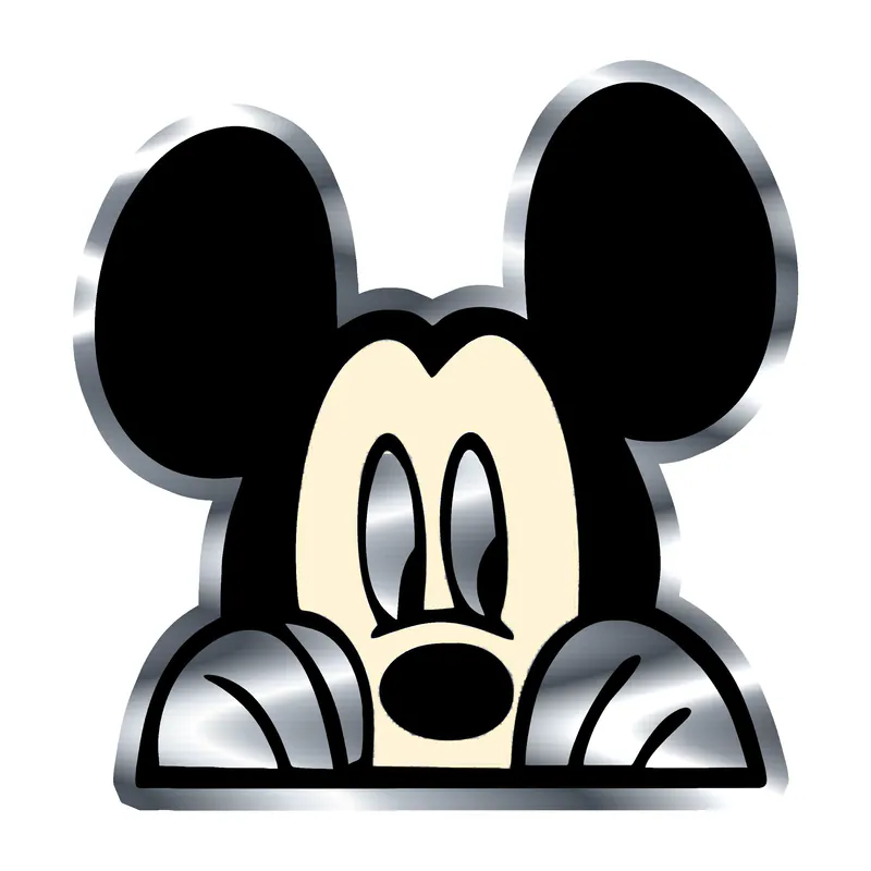 Mickey Peeking Silver Chrome Vinyl Sticker - Custom Size