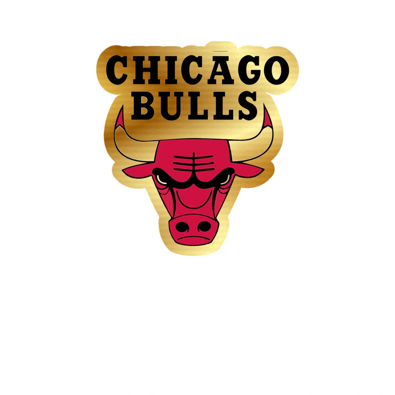 Chicago Bulls - Bull Head With Name - Gold Chrome Vinyl Sticker - Custom Size
