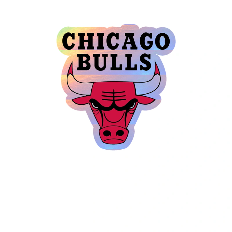 Chicago Bulls - Bull Head With Name - Holographic Vinyl Sticker - Custom Size