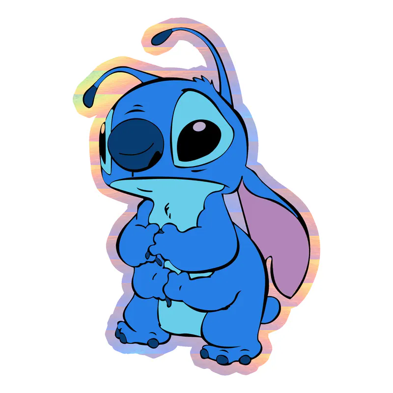 Stitch Holographic Vinyl Sticker - Custom Size