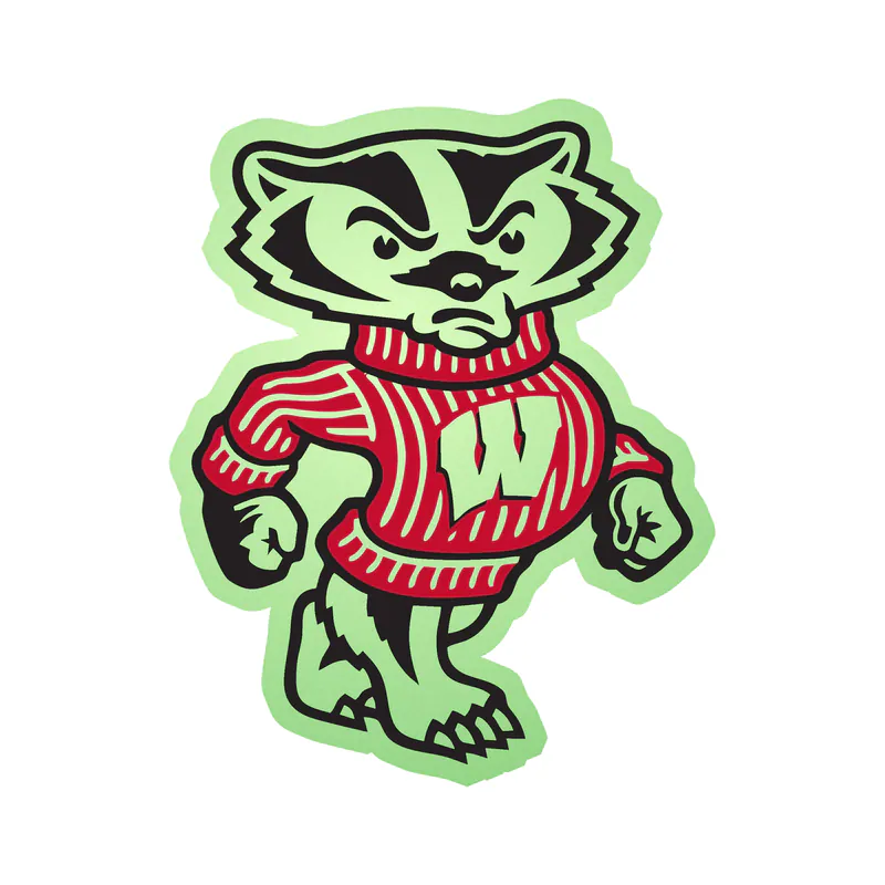 Wisconsin Badgers - Badgers - Glow in the Dark Vinyl Decal - Custom Size