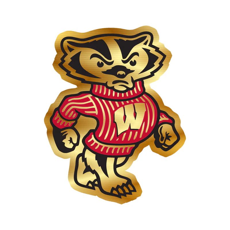 Wisconsin Badgers - Badgers - Gold Chrome Vinyl Decal - Custom Size