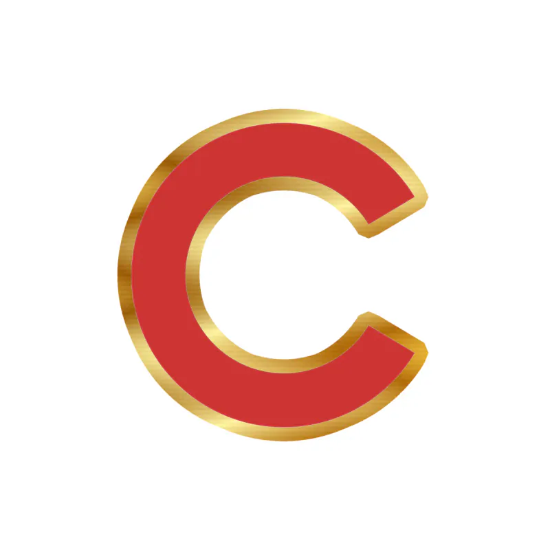 Chicago Cubs - Red C - Gold Chrome Vinyl Sticker - Custom Size