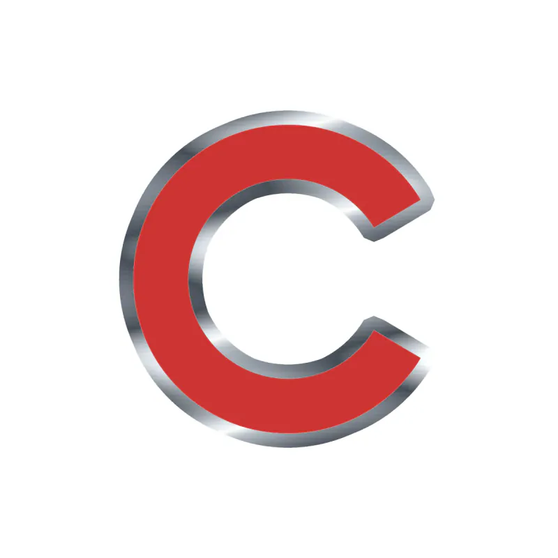 Chicago Cubs - Red C - Silver Chrome Vinyl Sticker - Custom Size