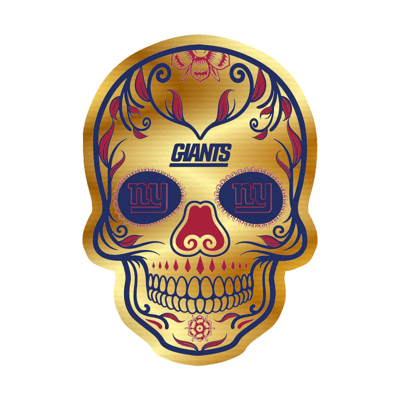 New York Giants - Sugar Skull - Gold Chrome Vinyl Sticker - Custom Size