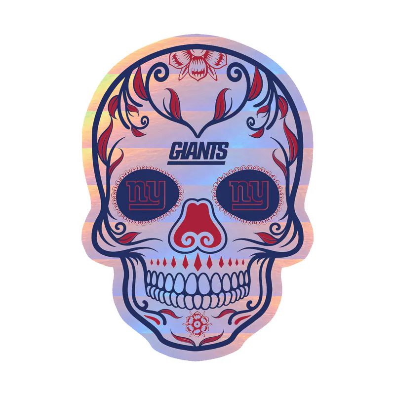 New York Giants - Sugar Skull - Holographic Vinyl Sticker - Custom Size