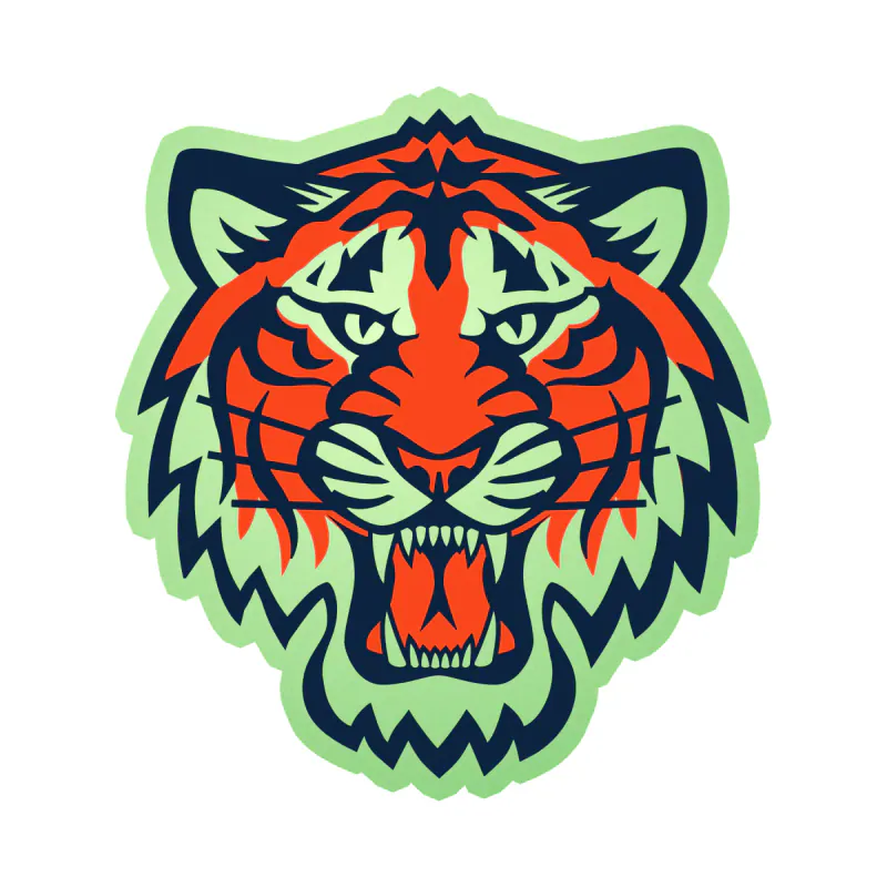 Detroit Tigers - Tiger Head - Glow in the Dark Vinyl Sticker - Custom Size