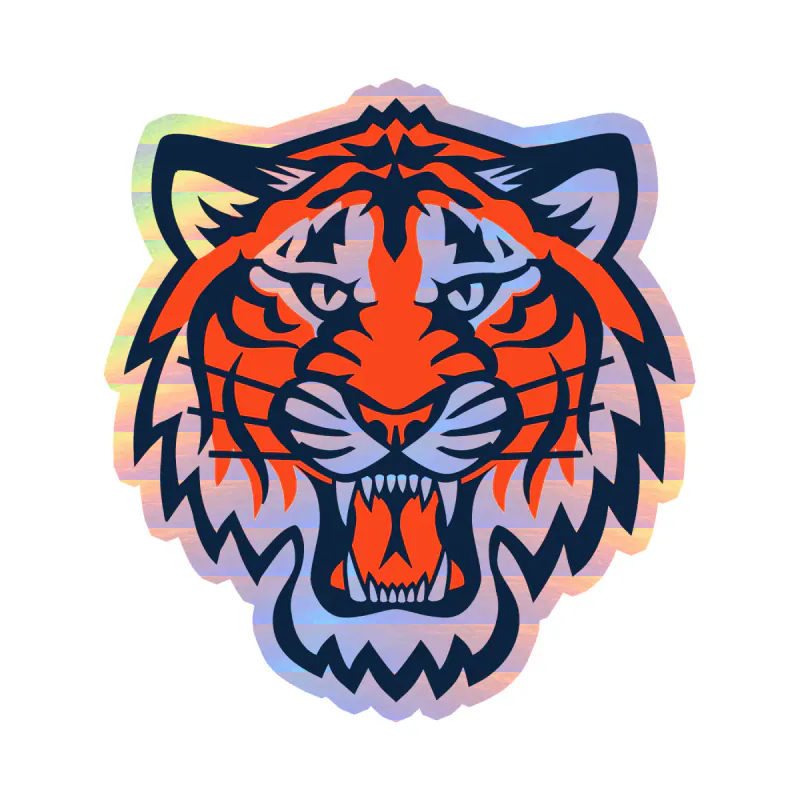 Detroit Tigers - Tiger Head - Holographic Vinyl Sticker - Custom Size