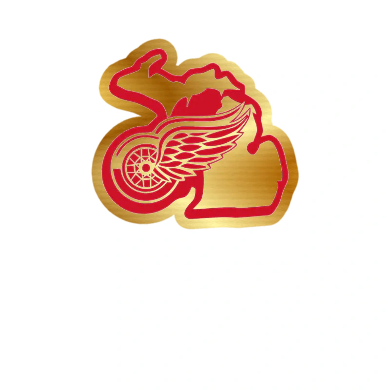 Detroit Red Wings - State - Gold Chrome Vinyl Sticker - Custom Size