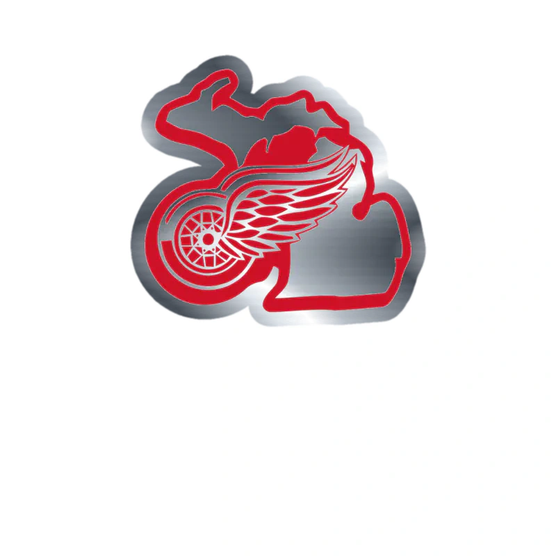 Detroit Red Wings - State - Silver Chrome Vinyl Sticker - Custom Size
