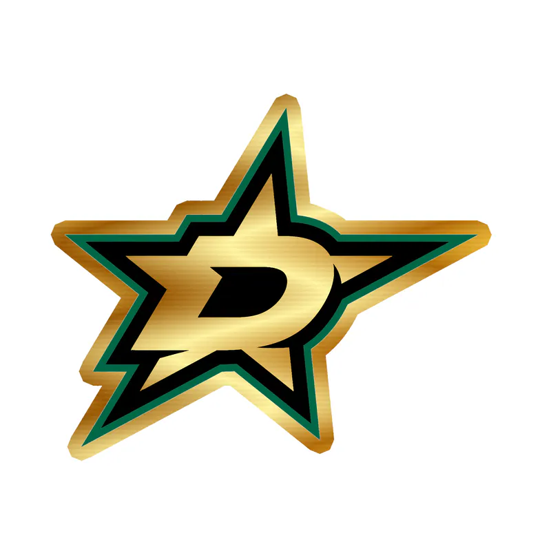 Dallas Stars  - Star With D In Center - Gold Chrome Vinyl Sticker - Custom Size