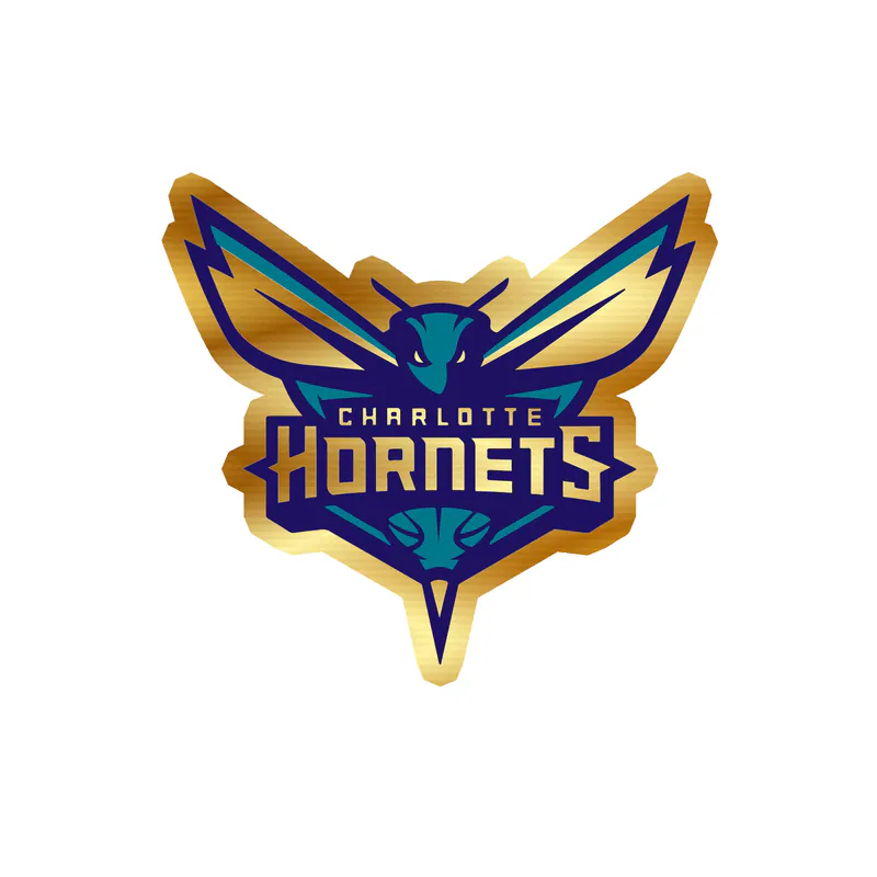 Charlotte hornets - Hornet with Name - Gold Chrome Vinyl Sticker - Custom Size