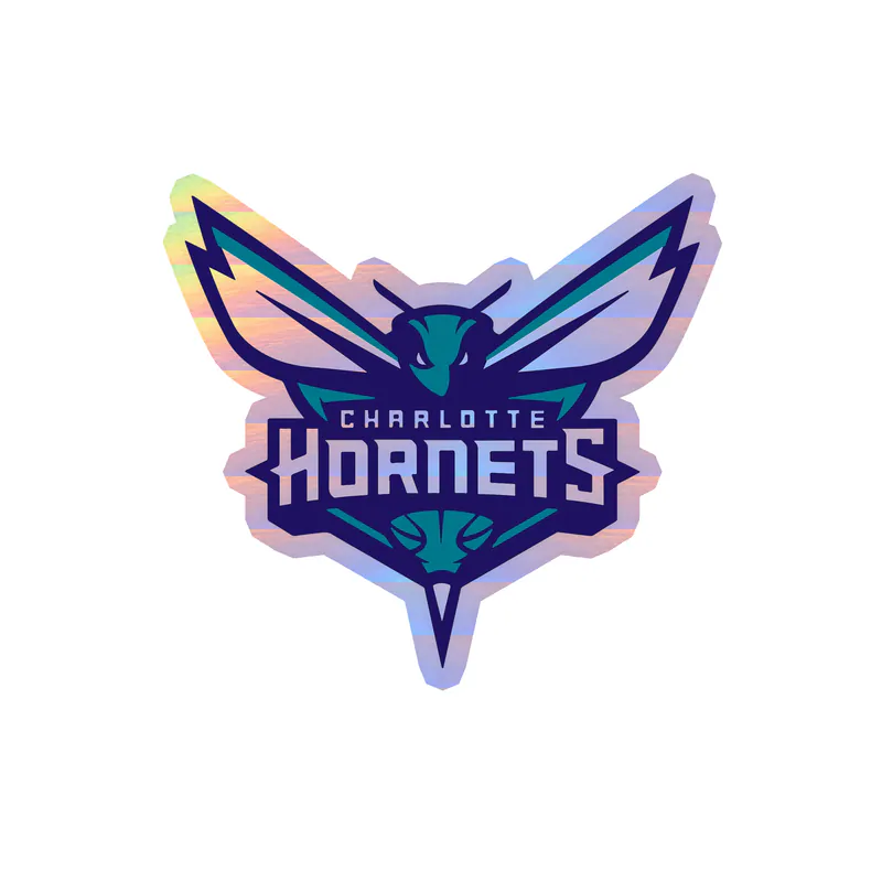 Charlotte hornets - Hornet with Name - Holographic Vinyl Sticker - Custom Size
