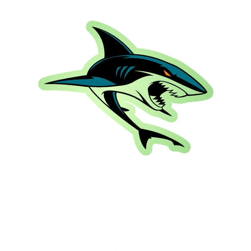 San Jose Sharks - Shark - Glow in the Dark Vinyl Sticker - Custom Size