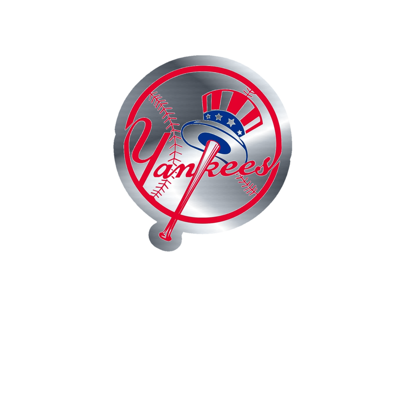 New York Yankees - Baseball With Yankees - Silver Chrome Vinyl Sticker - Custom Size