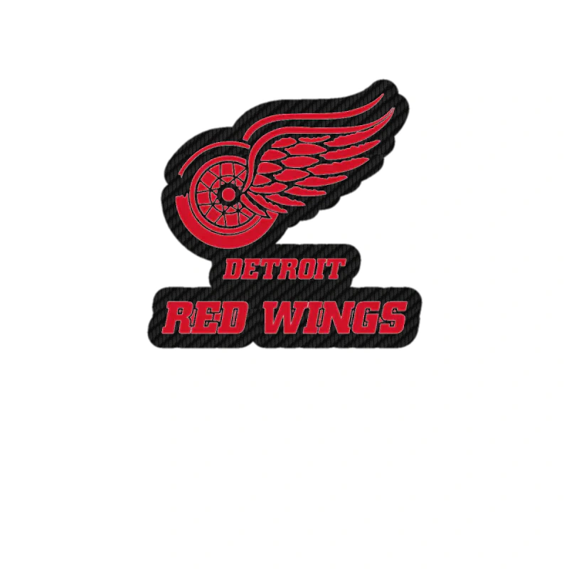 Detroit Red Wings - Wing With Name - Carbon Fiber Vinyl Sticker - Custom Size