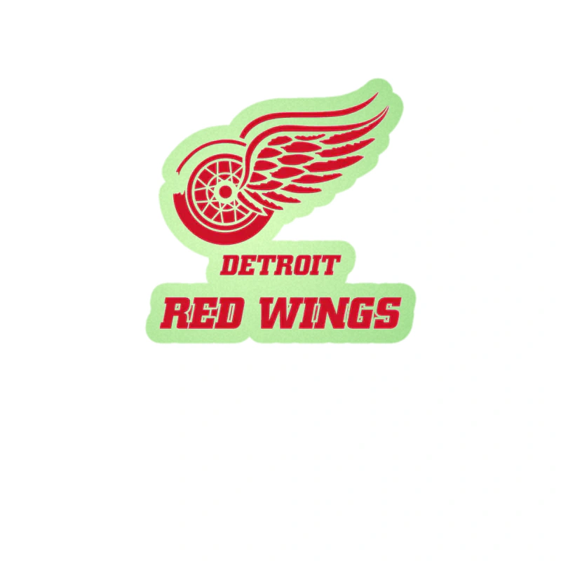 Detroit Red Wings - Wing With Name - Glow in the Dark Vinyl Sticker - Custom Size