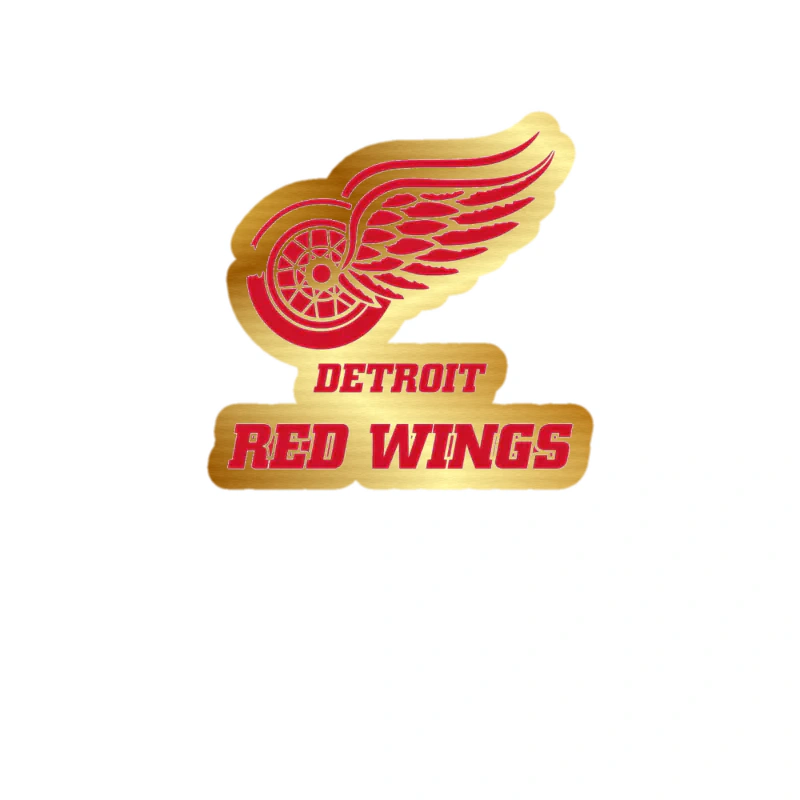 Detroit Red Wings - Wing With Name - Gold Chrome Vinyl Sticker - Custom Size