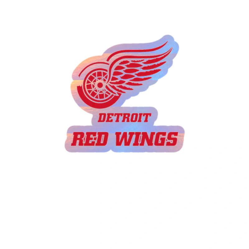 Detroit Red Wings - Wing With Name - Holographic Vinyl Sticker - Custom Size
