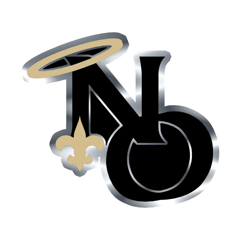 New Orleans Saints NO Silver Chrome Vinyl Sticker - Custom Size