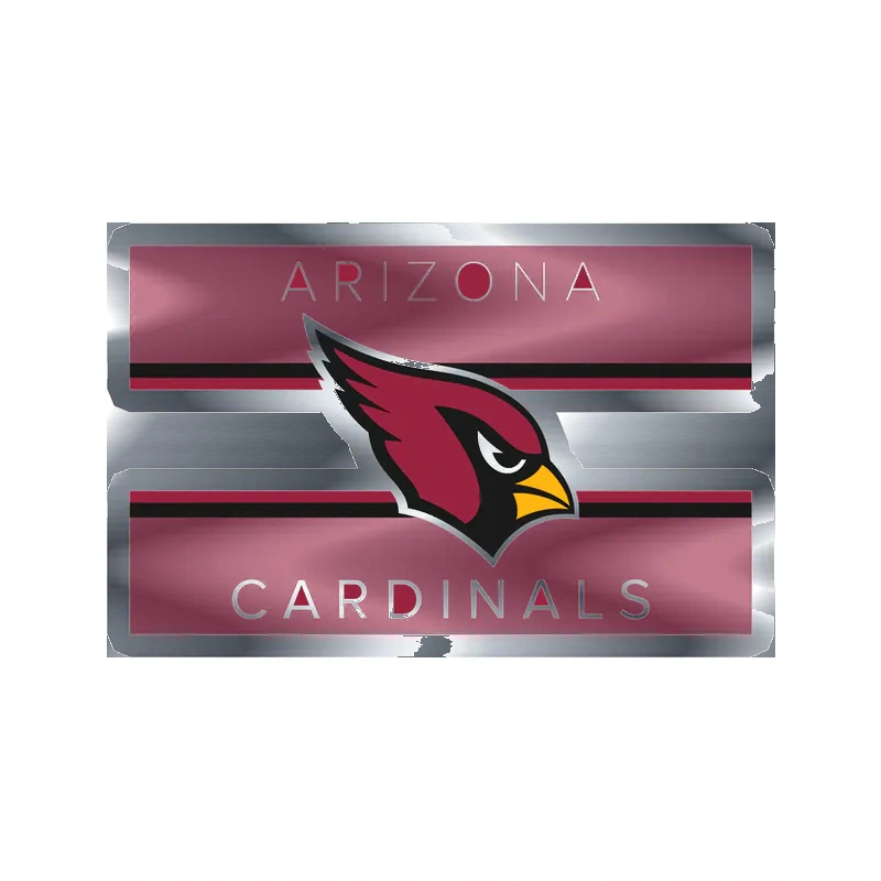 Arizona Cardinals - Rectangle - Silver Chrome Vinyl Sticker - Custom Size