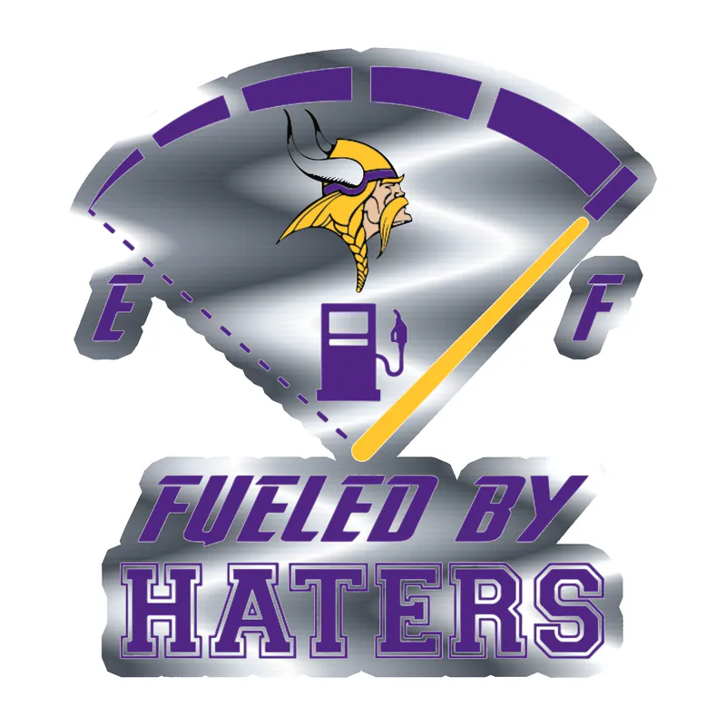Minnesota Vikings - Fueled By Haters 2 - Silver Chrome Vinyl Sticker - Custom Size