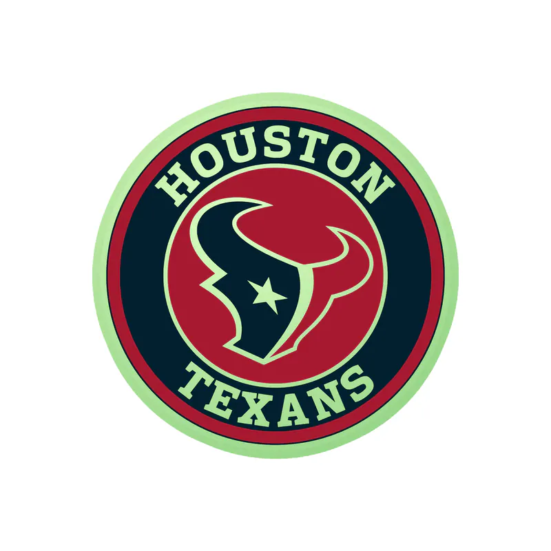 Houston Texans - Red And Blue Circle - Glow in the Dark Vinyl Sticker - Custom Size