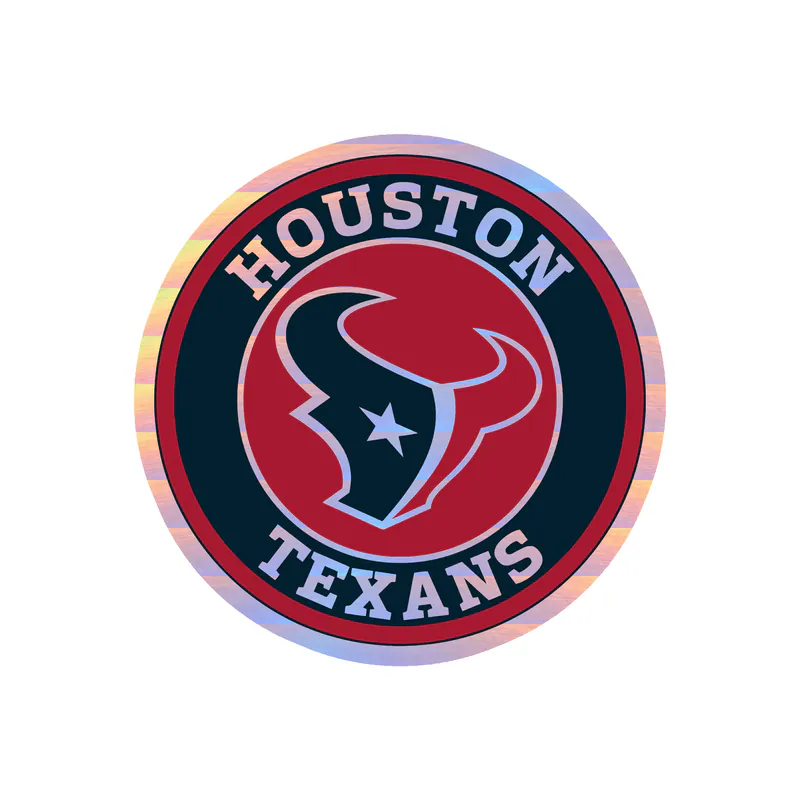 Houston Texans - Red And Blue Circle - Holographic Vinyl Sticker - Custom Size