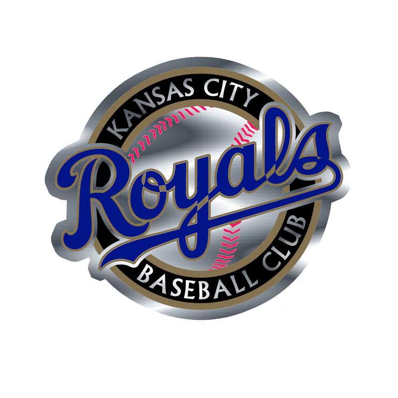 Kansas City Royals - Circle Baseball Club - Image 1 - Silver Chrome Vinyl Sticker - Custom Size