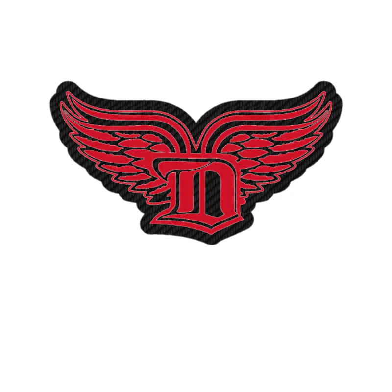 Detroit Red Wings - D With Wings - Carbon Fiber Vinyl Sticker - Custom Size