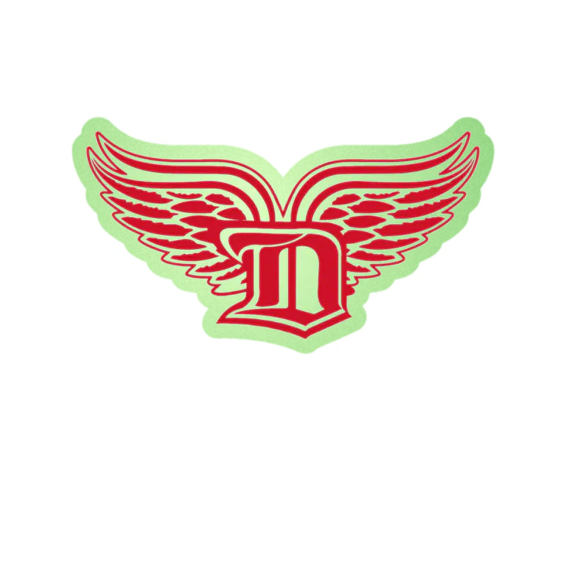Detroit Red Wings - D With Wings - Glow in the Dark Vinyl Sticker - Custom Size