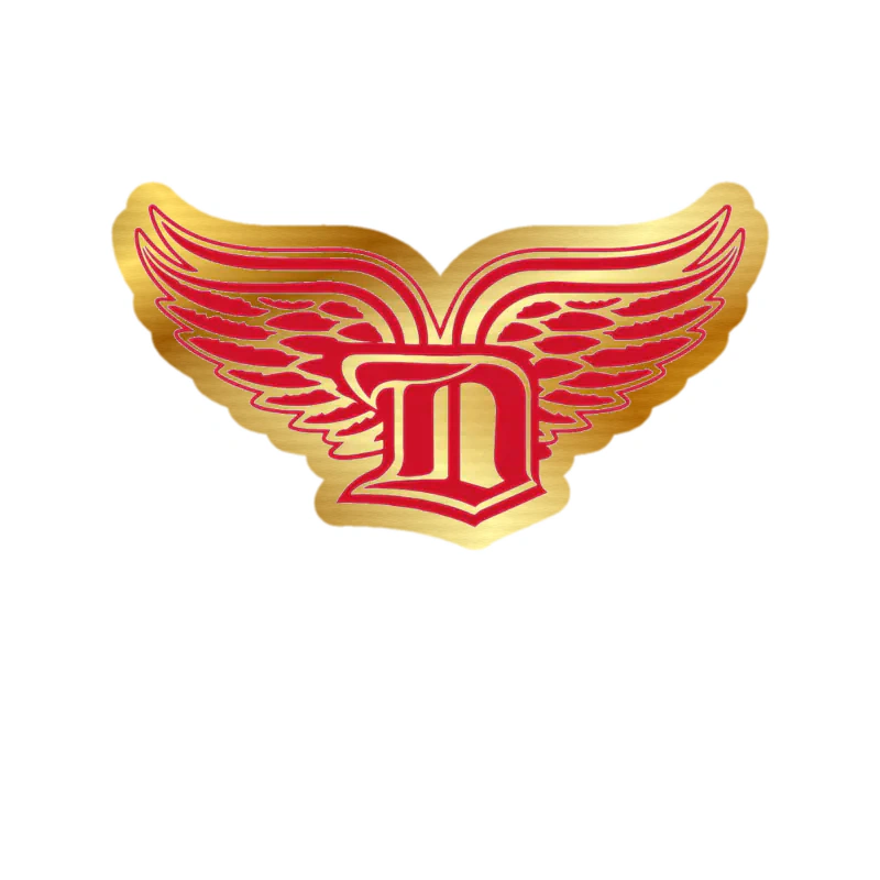 Detroit Red Wings - D With Wings - Gold Chrome Vinyl Sticker - Custom Size