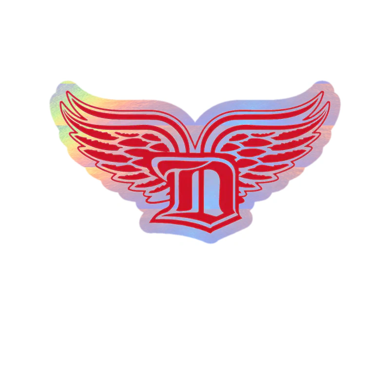 Detroit Red Wings - D With Wings - Holographic Vinyl Sticker - Custom Size