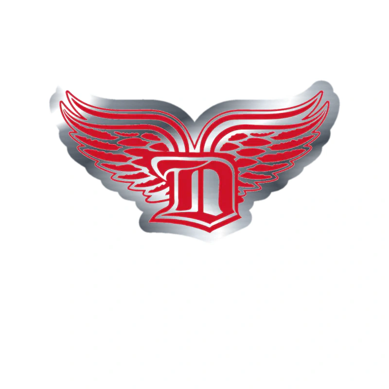 Detroit Red Wings - D With Wings - Silver Chrome Vinyl Sticker - Custom Size