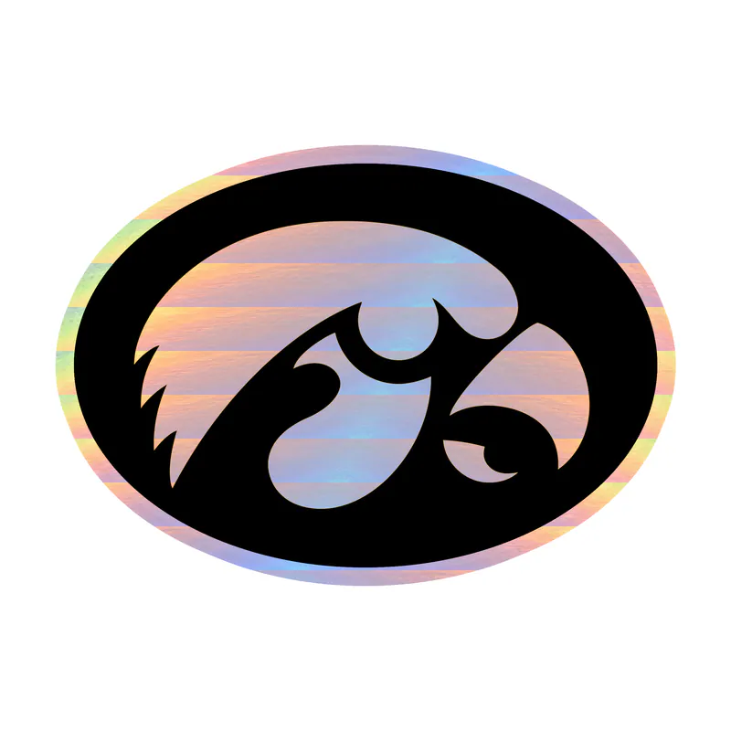 Iowa Hawkeyes - Yellow Hawk Head - Image 1 - Holographic Vinyl Decal - Custom Size