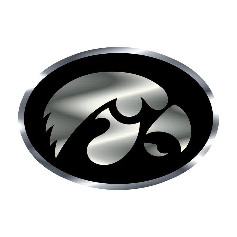 Iowa Hawkeyes - Yellow Hawk Head - Image 1 - Silver Chrome Vinyl Decal - Custom Size