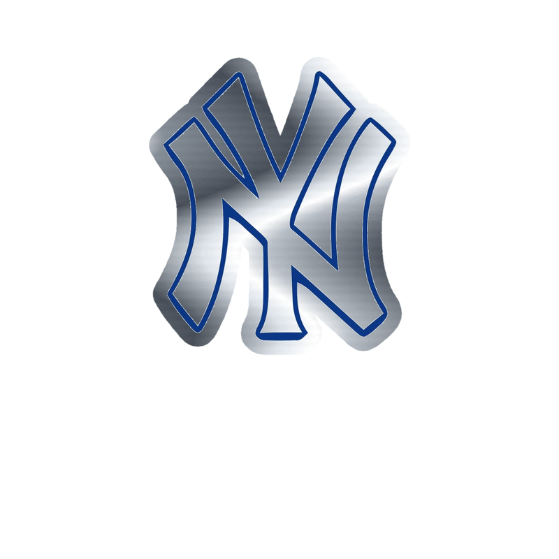 New York Yankees - White NY - Silver Chrome Vinyl Sticker - Custom Size