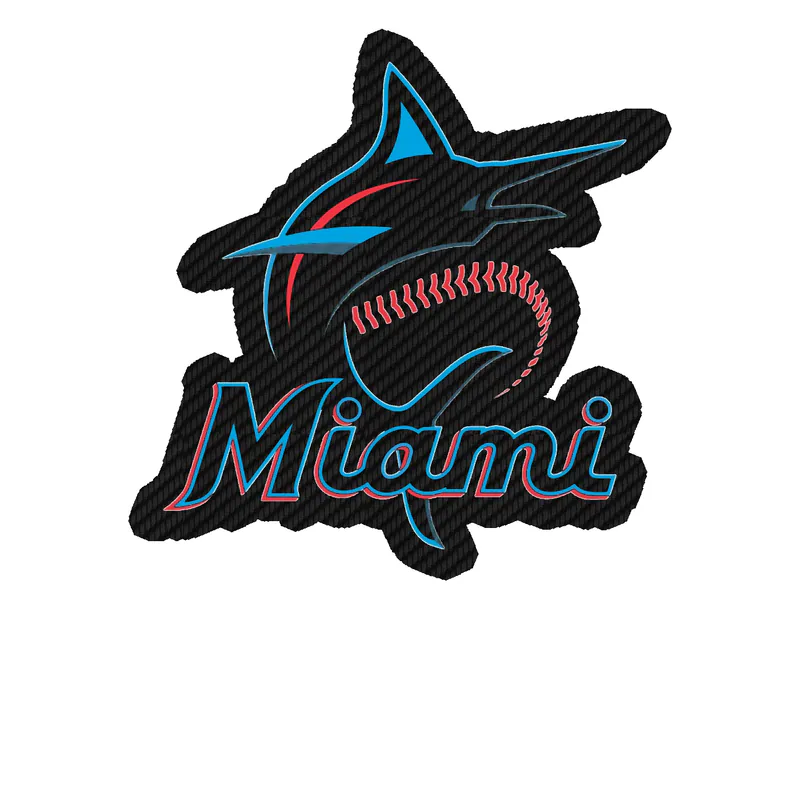 Miami Marlins - Miami With Baseball - Carbon Fiber Vinyl Sticker - Custom Size