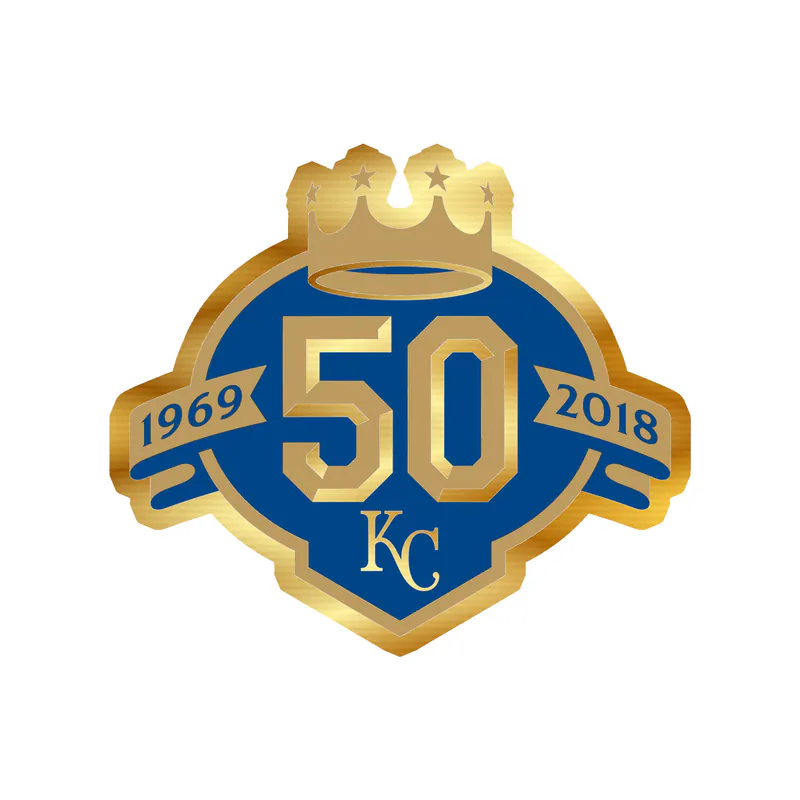 Kansas City Royals - 50th - Gold Chrome Vinyl Sticker - Custom Size