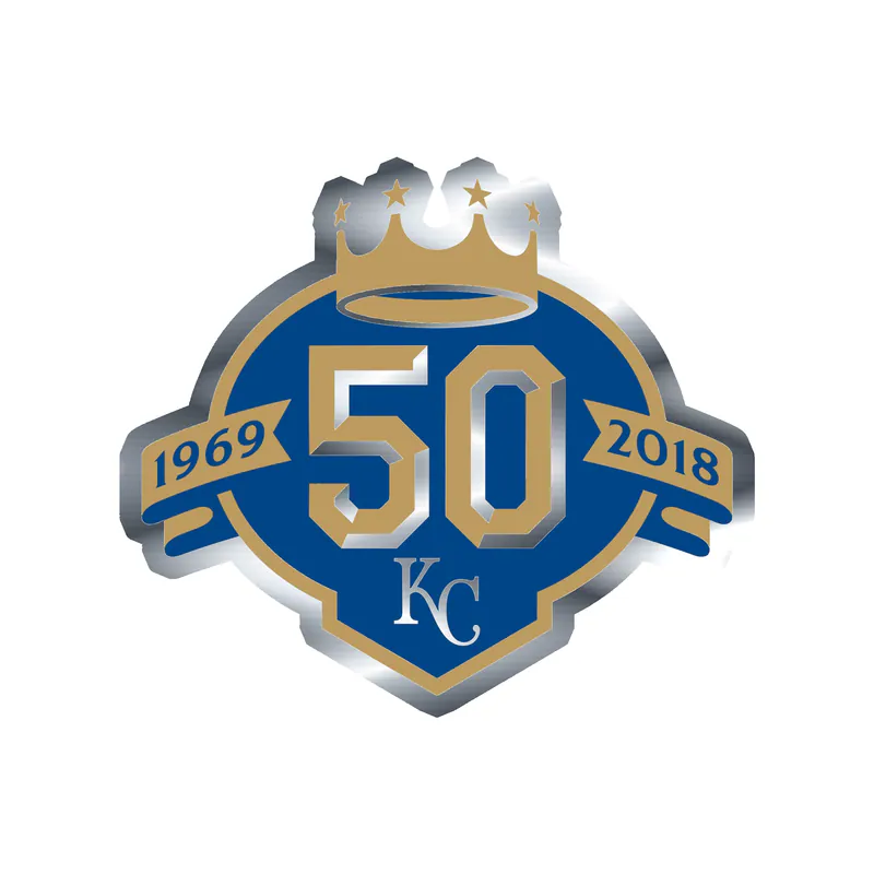 Kansas City Royals - 50th - Silver Chrome Vinyl Sticker - Custom Size