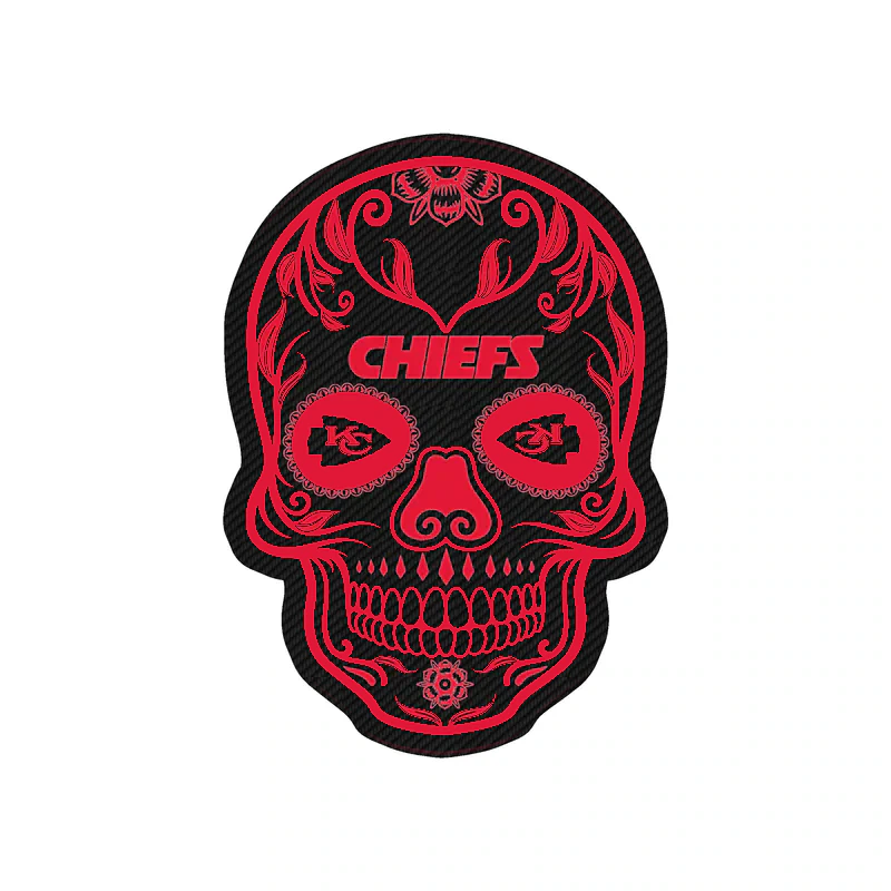 Kansas City Chiefs - Dark Sugar Skull - Carbon Fiber Vinyl Sticker – Custom Size
