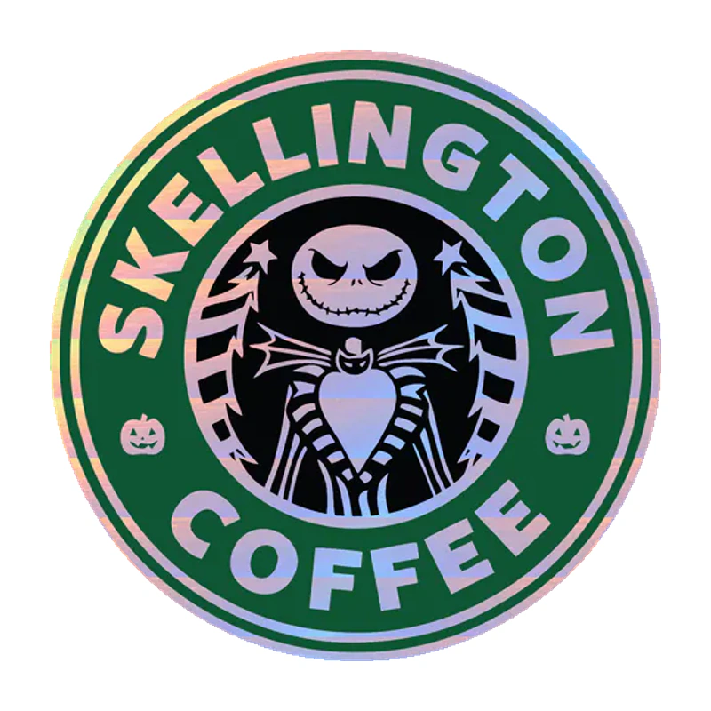 Jack Skellington Coffee Holographic Vinyl Decal - Custom Size