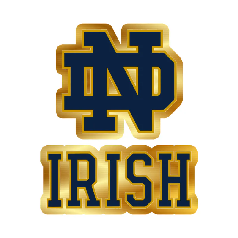 Notre Dame - ND With Irish - Gold Chrome Vinyl Sticker - Custom Size