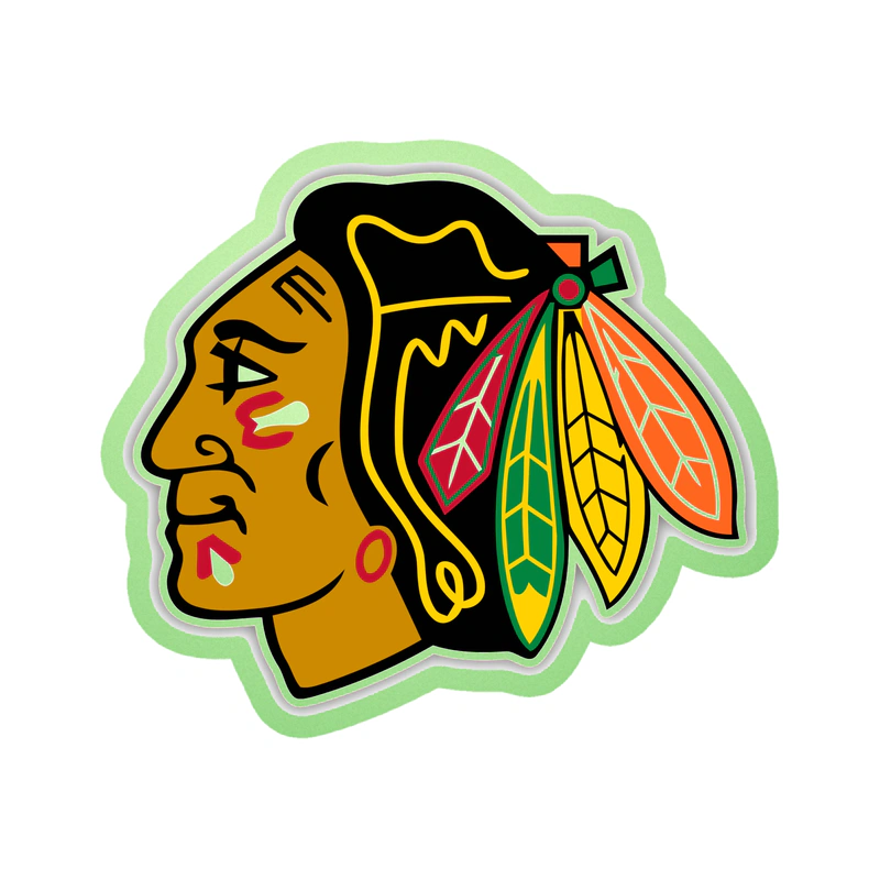 Chicago Blackhawks - Head - Glow in the Dark Vinyl Sticker - Custom Size